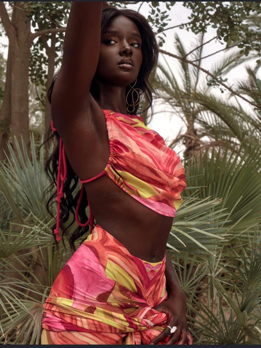 Andrea Iyamah AIKO CROP TOP in sunset Print / Abstract swim bikini top new